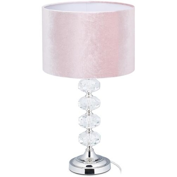 relaxdays Lampe de table cristal et velours rose