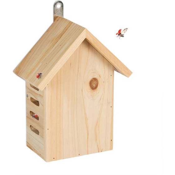 Relaxdays Maison pour coccinelles, hôtel pour coccinelles de jardin, à suspendre, bois non traité, hôtel à insectes pour coccinelles, naturel