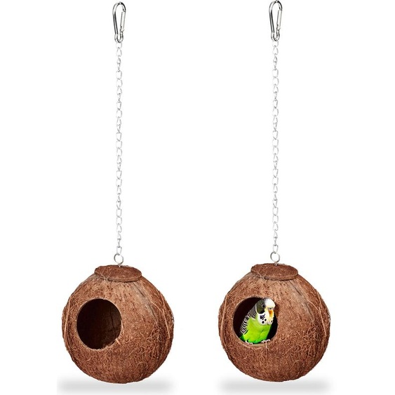 relaxdays Mangeoire pour oiseaux noix de coco, lot de 2