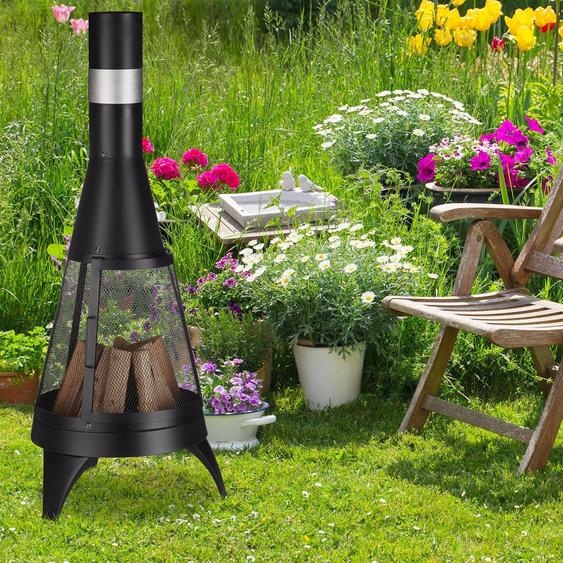 relaxdays Poêle de terrasse avec pare-étincelles