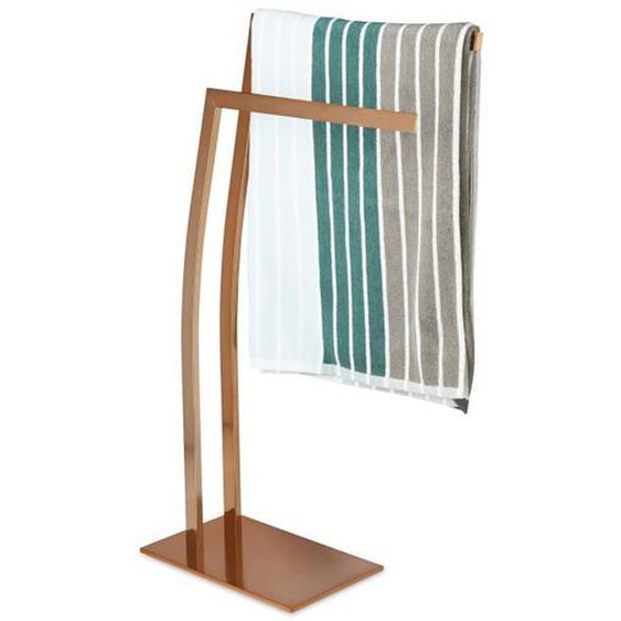Relaxdays Porte-serviettes rectangulaire en acier inoxydable, 2 barres, H x  x P : env. 80 x 32 x 20 cm, cuivré