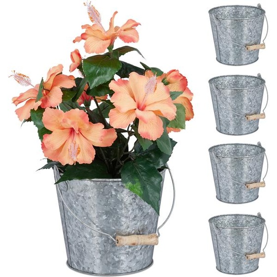 relaxdays Pot en zinc, set de 5 pièces