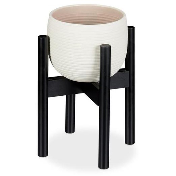 Relaxdays support pour fleurs en bambou, réglage individuel, pour pots de fleurs jusqu’à 32 cm, H: 35,5 cm, noir