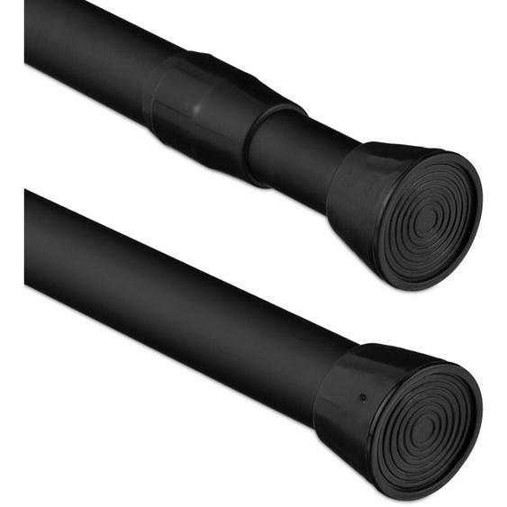 Tringle à rideau extensible,150–280 cm, barre de serrage, sans perçage, douche, fenêtre, noir - Relaxdays