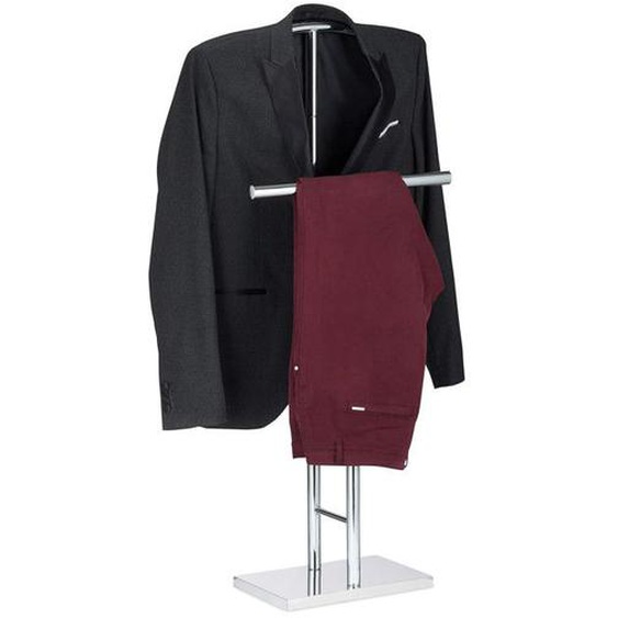 Relaxdays Valet de chambre chrome, chevalet, portant habits, de nuit, porte-vêtements, HlP 106x49x20 cm, argent
