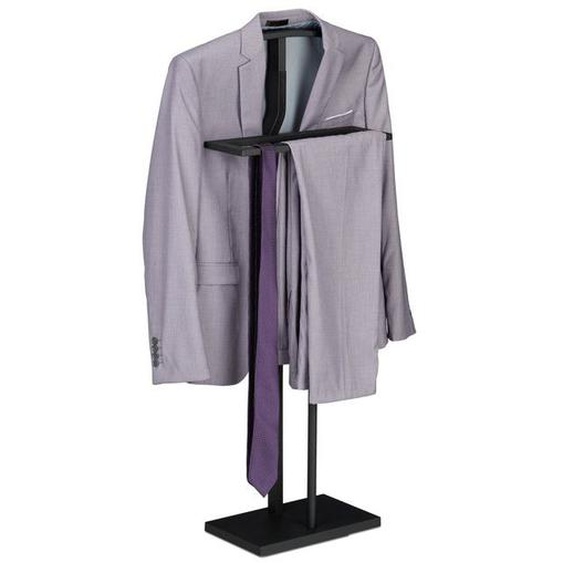 Relaxdays Valet de chambre, MDF et acier, porte-vêtements, HxLxP : 107x47,5x20 cm, chemises, pantalons, noir