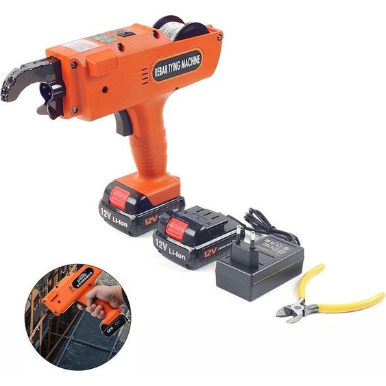 Relieuse automatique Rebar 8-34 mm - Relieuse électrique en acier avec 3 rouleaux de fil pour le chantier