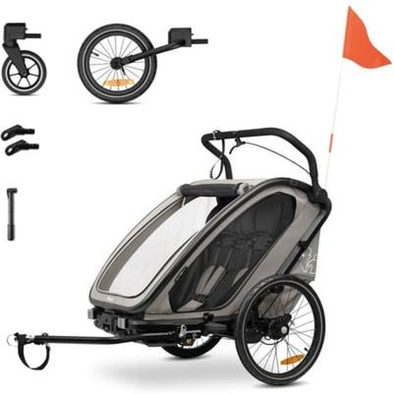 Remorque vélo Bike N Walk Duo Gris Clair