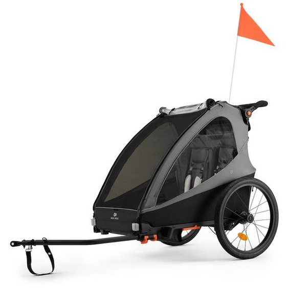 Remorque Vélo Et Poussette 2 En 1 Kinderkraft Nava Walk Avec Roues Gonflables, Dossier Inclinable Et Pliage Compact Grey