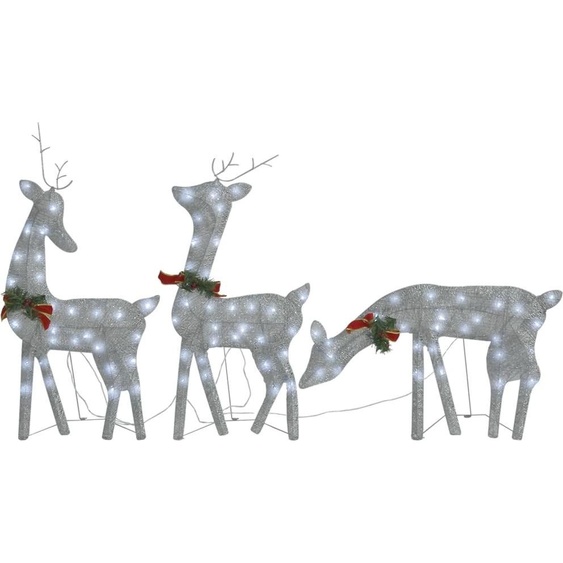 Famille de rennes de Noël 270x7x90cm Argenté Blanc froid Maille