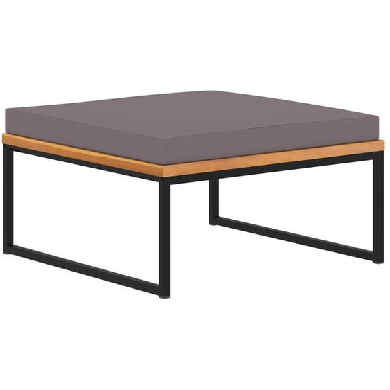 Repose-pied avec coussin 66x66x36 cm Bois dacacia Gris foncé