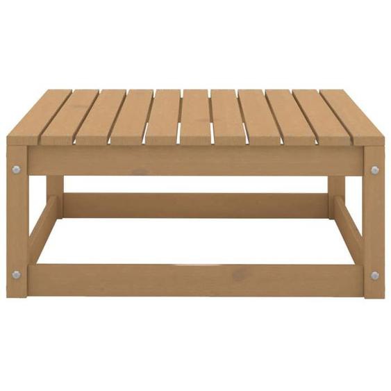 Repose pied de jardin 70x70x30cm marron miel bois de pin solide