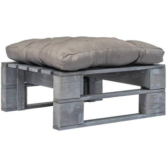 Repose-pied palette de jardin avec coussin en gris gris bois