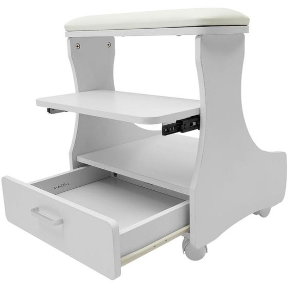 Repose-pieds blanc - Structure en plastique - Hauteur : 55 cm - Longueur : 52 cm - Largeur : 41 cm - Pour intérieur