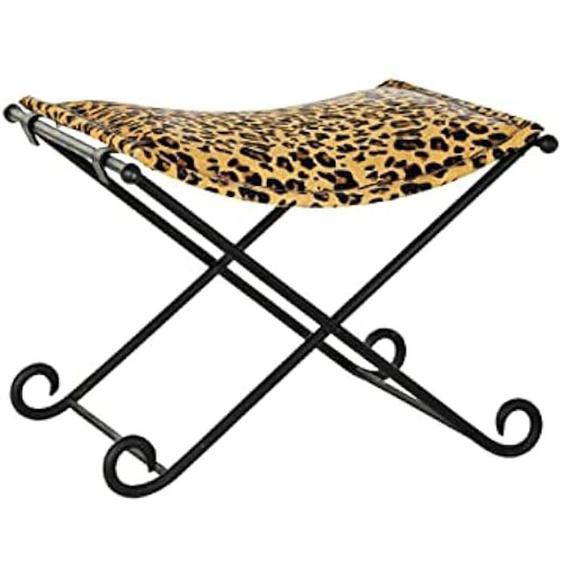 Repose-pieds - DKD Home Decor - Standard - Cuir et métal - 55x45x41 cm - Noir