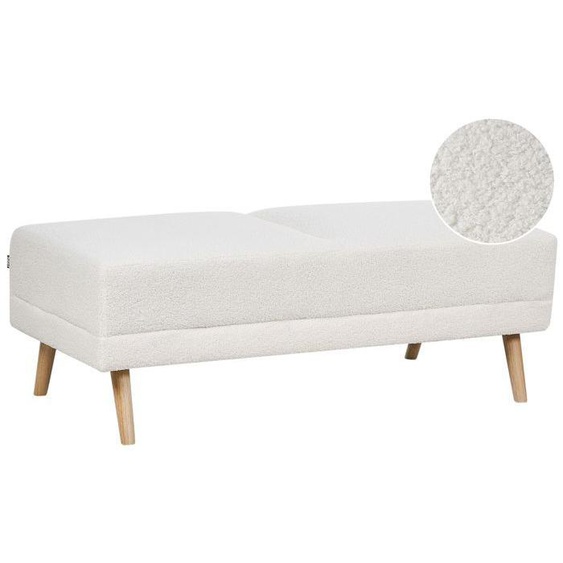 Repose-pieds ottoman en tissu bouclé blanc FLORLI