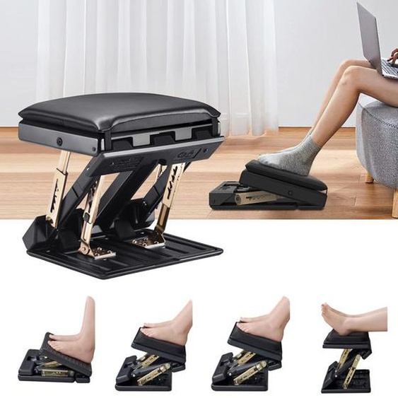 Repose-pieds Réglable en Hauteur et Angle Réglable avec Coussin Moelleux,Fonction de Massage,Repose-pieds Antidérapant pour Bureau