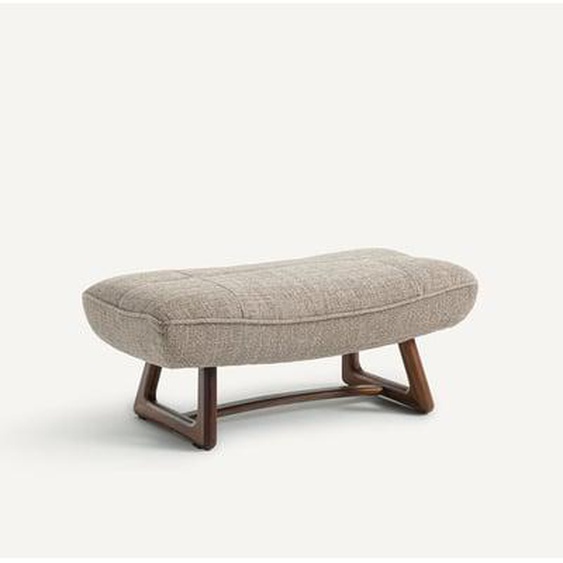 Repose-pieds version noyer et tissu chiné, Lafar