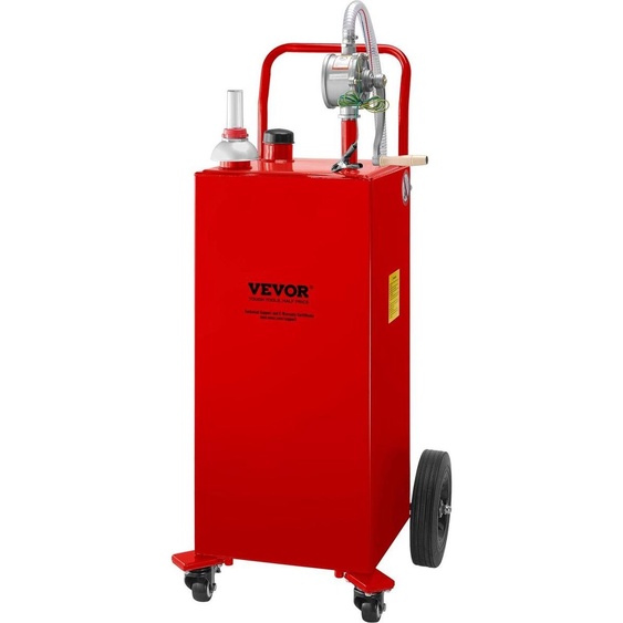 Réservoir de carburant de 30 gallons, réservoir de stockage dessence et 4 roues, avec pompe de transfert manuelle, conteneur dessence et de diesel pour voitures, tondeuses à gazon, VTT, bateaux, etc., rouge