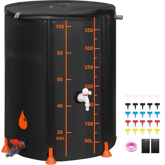 Réservoir deau de pluie 379 litres - Tonneau deau pliable - Matériau PVC 1000D - Tonneau deau de pluie - Réservoir deau - Réservoir deau de pluie - Arrosage ou nettoyage du jardin - Pelouse, voiture, ferme
