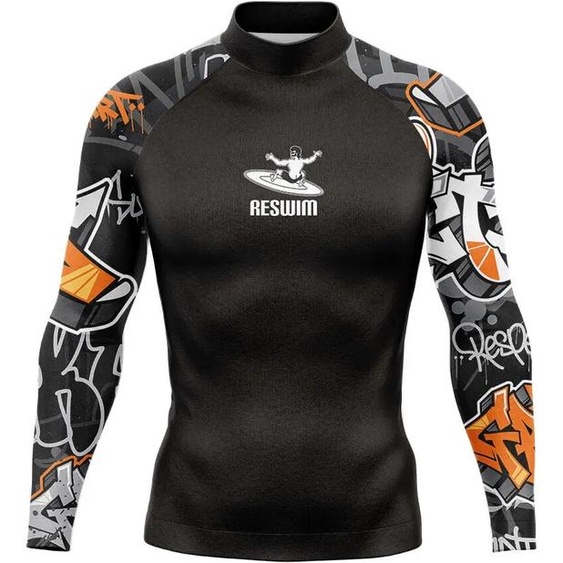 RESWIM Maillot de bain Rash Guard pour homme 2026, manches longues, protection UV, pour surf, plongée, natation, vêtements de plage