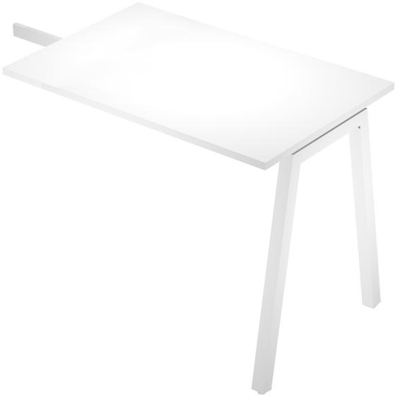 Retour bureau Nera 120 x 60 cm - Piètement en A - Plateau blanc - Pied blanc