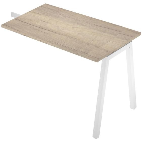 Retour bureau Nera 120 x 60 cm - Piètement en A - Plateau chêne canadien - Pied blanc