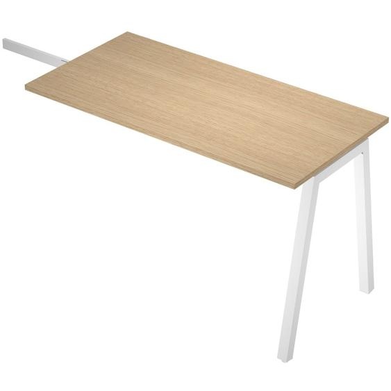 Retour bureau Nera 120 x 60 cm - Piètement en A - Plateau chêne - Pied blanc