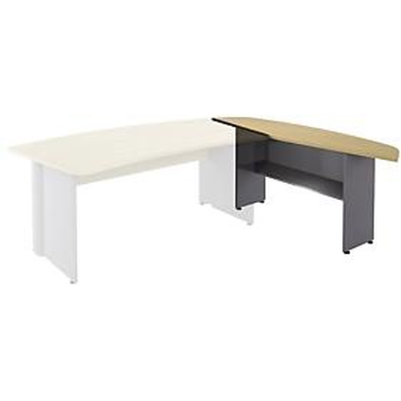 Retour courbe bureau Direction Activity - L.180 x P.60 cm - Plateau Hêtre - Pieds pleins Aluminium