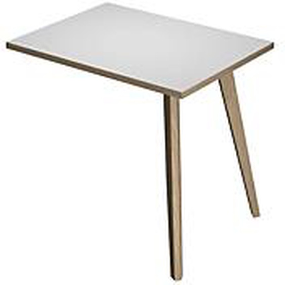 Retour de bureau Halden - L.60 x P.80 cm - Plateau Blanc - Pieds bois Chêne