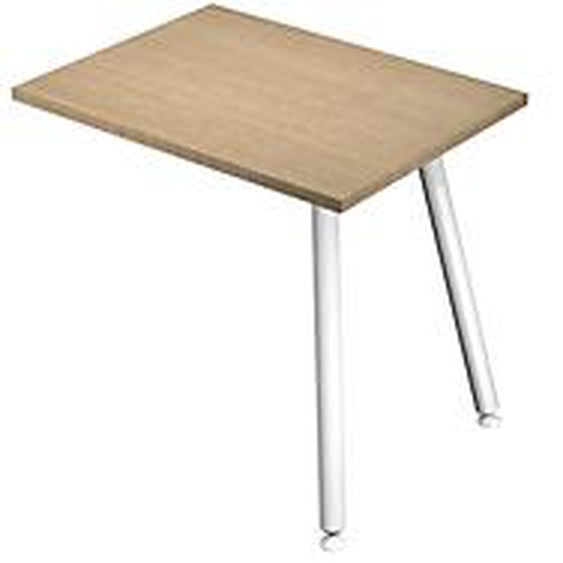 Retour de bureau Halden - L.60 x P.80 cm - Plateau Chêne - Pieds métal Blanc