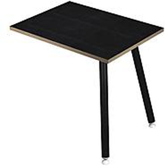 Retour de bureau Halden - L.60 x P.80 cm - Plateau Noir - Pieds métal Noir