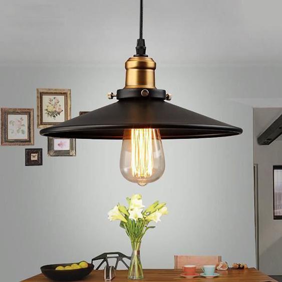 Suspension Rétro Vintage - Métal - Noir - 36cm - E27 - Intérieur