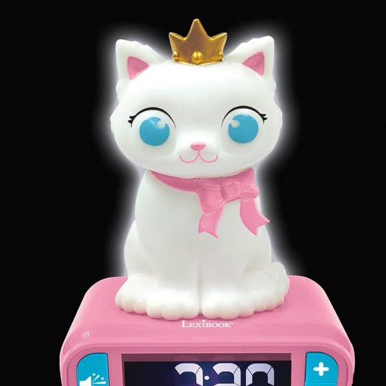 Réveil Avec Veilleuse Lumineuse Chat En 3d Rose
