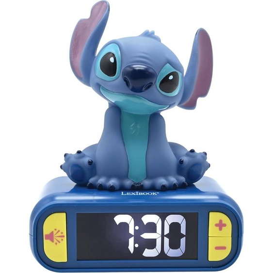 Réveil Avec Veilleuse Lumineuse Stitch En 3d Et Effets Sonores Bleu