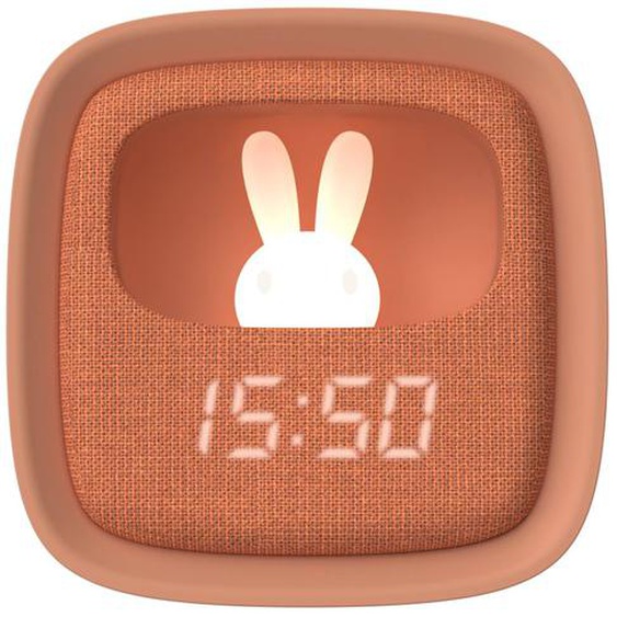 Réveil Et Veilleuse Pour Enfant Billy Clock - Motif Lapin, Face Avant Tissu Chocolat