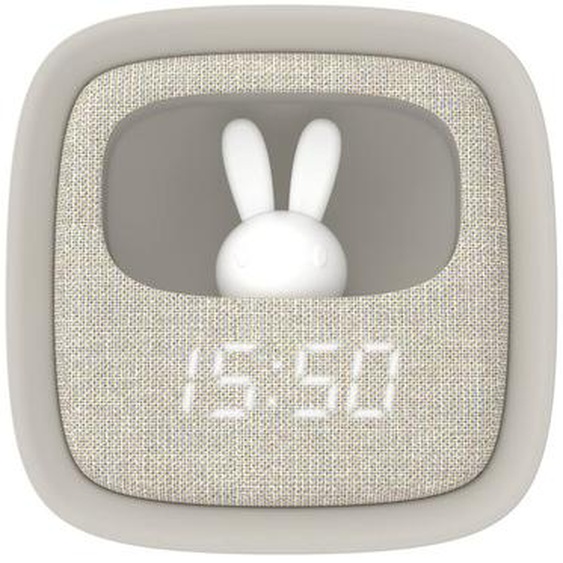 Réveil Et Veilleuse Pour Enfant Billy Clock - Motif Lapin, Face Avant Tissu Gris