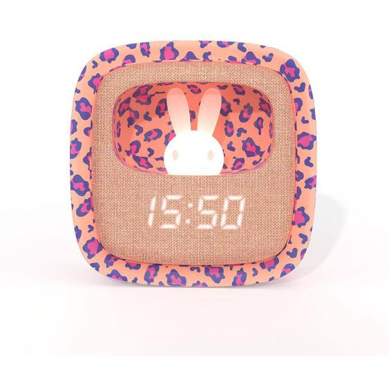 Réveil Et Veilleuse Pour Enfant Billy Clock - Motif Lapin, Face Avant Tissu Pink Leopard