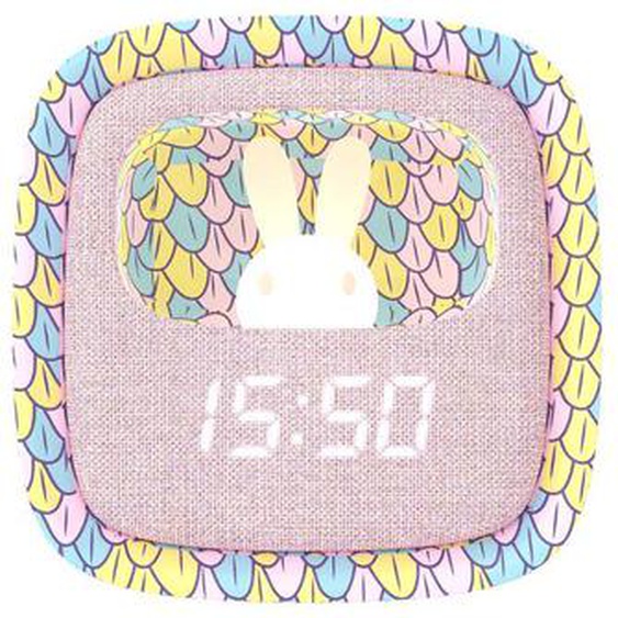 Réveil Et Veilleuse Pour Enfant Billy Clock - Motif Lapin, Face Avant Tissu Rainbow Mermaid