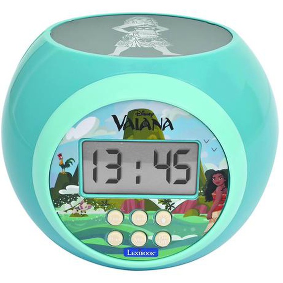 Réveil Projecteur Vaiana, Fonction Alarme, Veilleuse Avec Minuterie, Écran Lcd Multicolore
