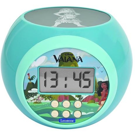Réveil Projecteur Vaiana, Fonction Alarme, Veilleuse Avec Minuterie, Écran Lcd Multicolore