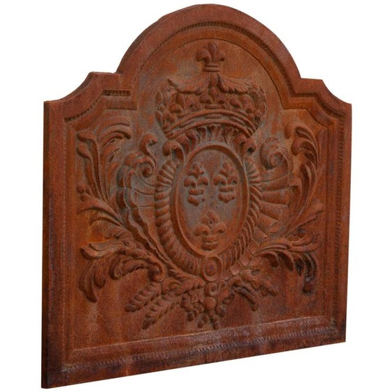 Revêtement de cheminée en fonte avec blason, dimensions 47 x 2 x 46 cm