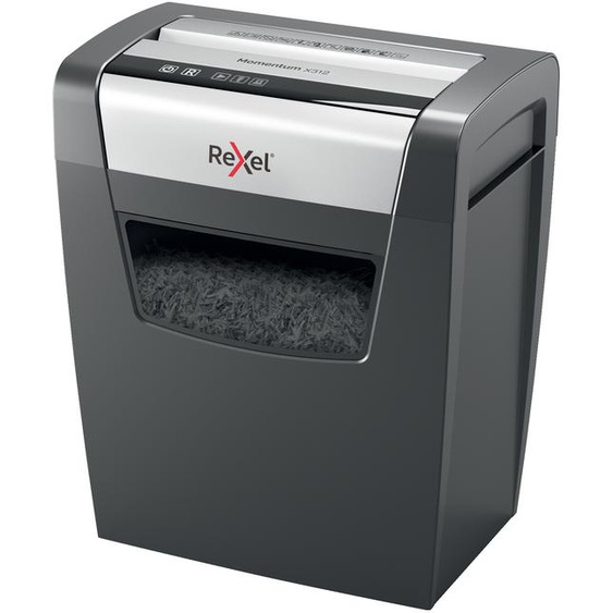 Rexel Destructeur de documents Momentum X312 coupe croisée DIN P-3 - 12 feuilles - corbeille 23L - Noir