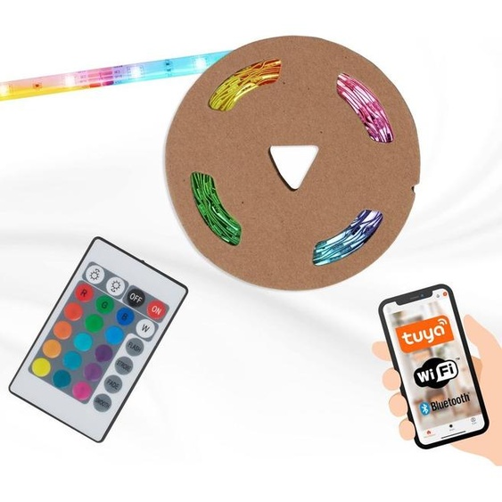 RGB LED Flexband 5 mètres BRILONER LEUCHTEN BENDO S, 0,1 W, IP20, blanc, plastique, dimmable,WiFi, 500 x 1 x 0,3 cm