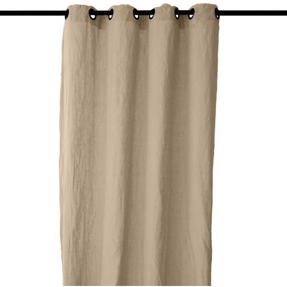 Rideau 140x280 cm voile 100% lin lavé-froissé SONATE DECO beige Camel