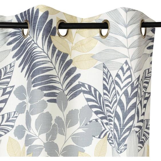Rideau À Œillets, Imprimé Feuillage Bicolore -