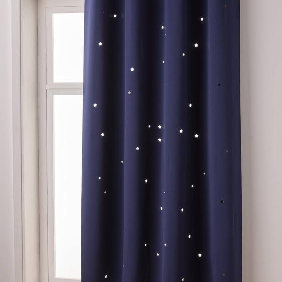Rideau à œillets occultant et motifs perforés marine / étoiles