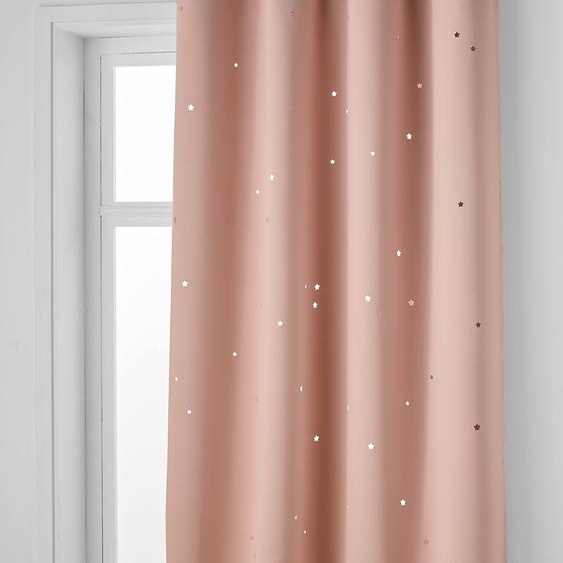 Rideau à œillets occultant et motifs perforés rose poudré