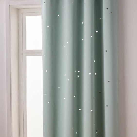 Rideau à œillets occultant et motifs perforés vert / étoiles
