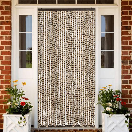 Rideau anti-mouches beige et marron 118x220 cm chenille